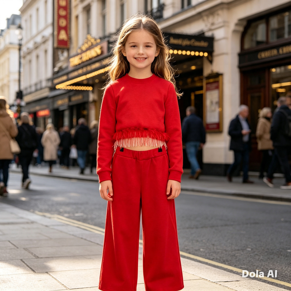 Girls Red Track Suit With Faux Fur Trim