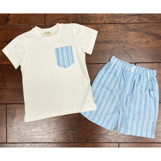 Boys Shorts And T-Shirt Set- Sky Blue