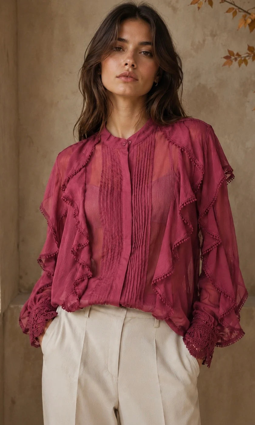 Women's Avery Chiffon Frill Blouse