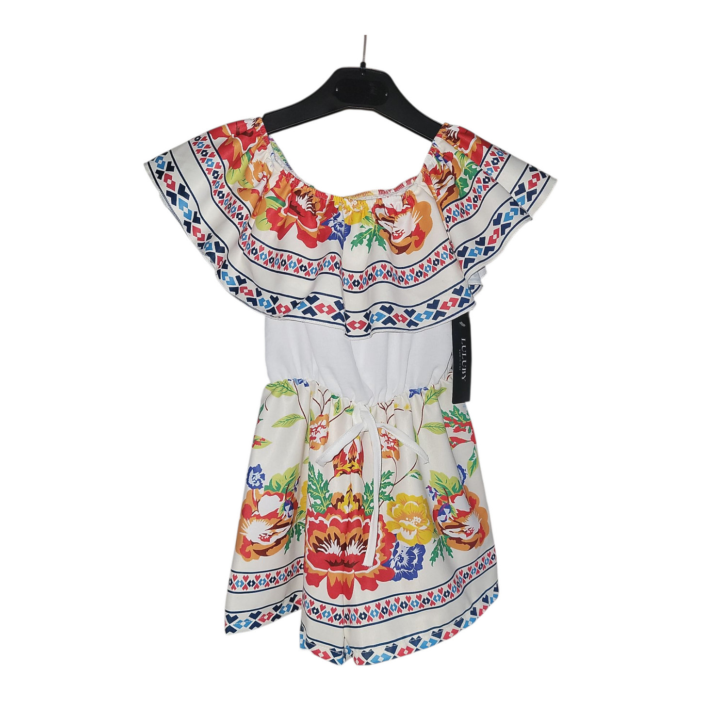 Girl's Flower Print Playsuit- Multi Colours- Ages 4 to 14