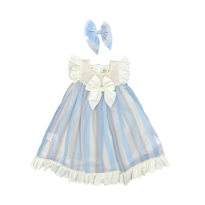 Girl's Short Sleeve Summer Dress With Headband- Pink or Sky Blue
