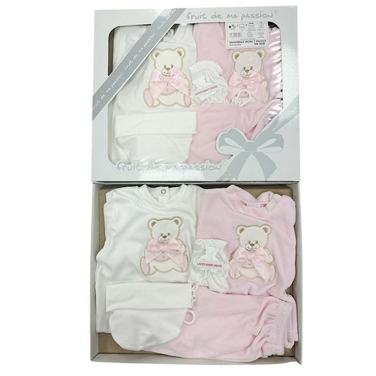 Babies Bear Motif Print 7pc Gift Box Pink 3-6 Months
