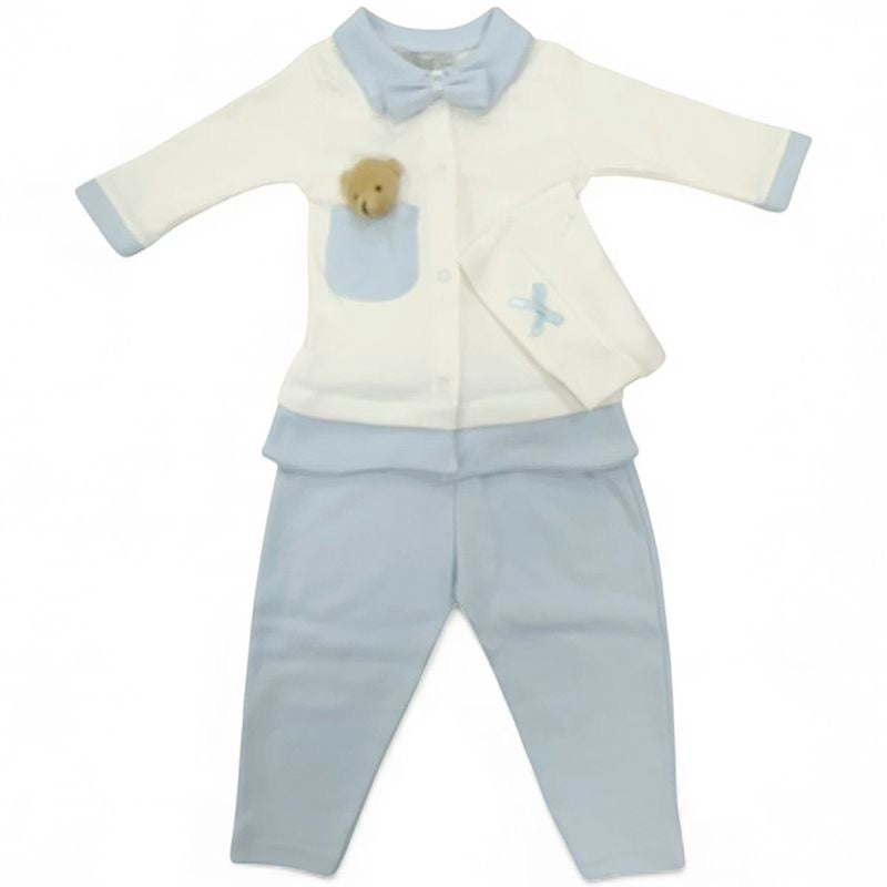 Baby Boys Top Trousers & Beanie Set- Red Tartan or Baby Blue- Ages 0 to 9 Months