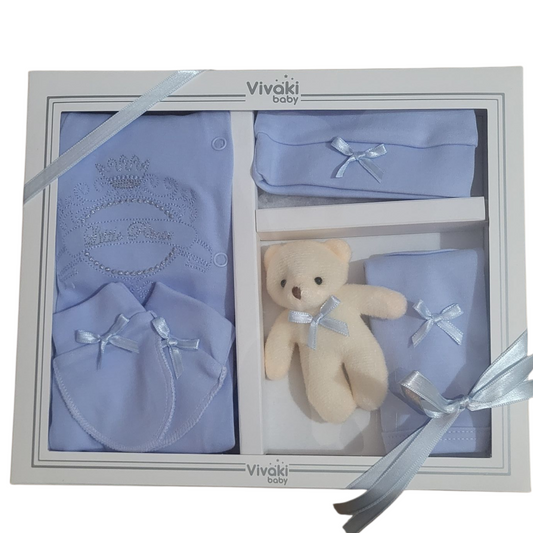 Baby Boy 5pc Infant Gift Set Boxed Blue 3-6 Months