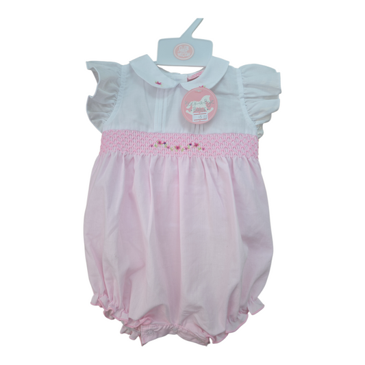 Baby Girl's Bib Collar Rompers 0-9 Months- Pink