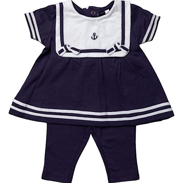 Baby Girls Navy Nautical Sailor 2pc Set 0-12M