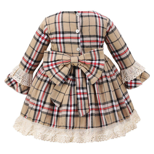 Plaid dress with lace details