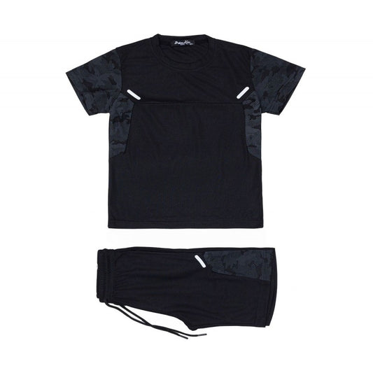 Boys T-Shirt And Shorts Set- Black