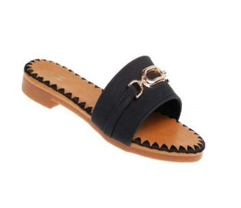 Girls sandal with gold buckle- Black or White