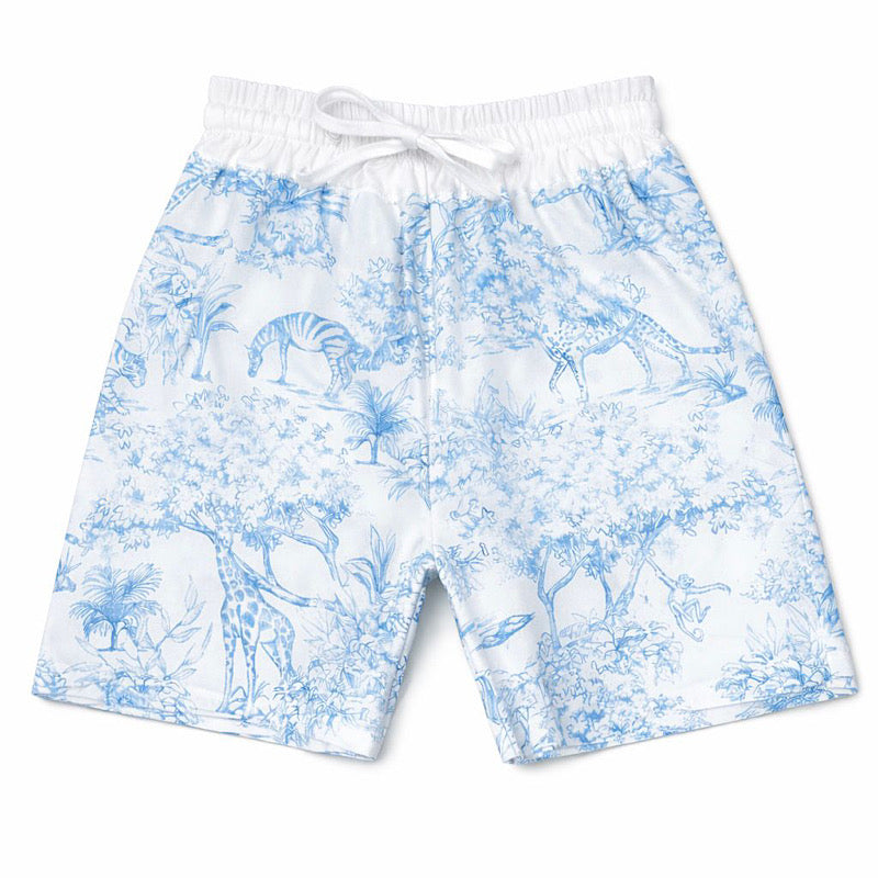 Blue Animal Print boys swim shorts