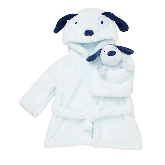 Baby Bath Robe- Bunny or Dog Design- Ivory, Blue or Pink- Age 6 to 9 Months
