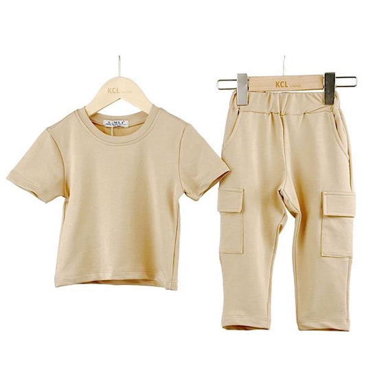 Boys Beige 2pc T-Shirt Set 4039
