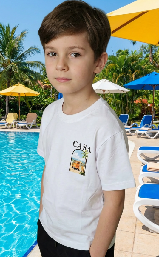 Boys Casa Print White T-Shirt