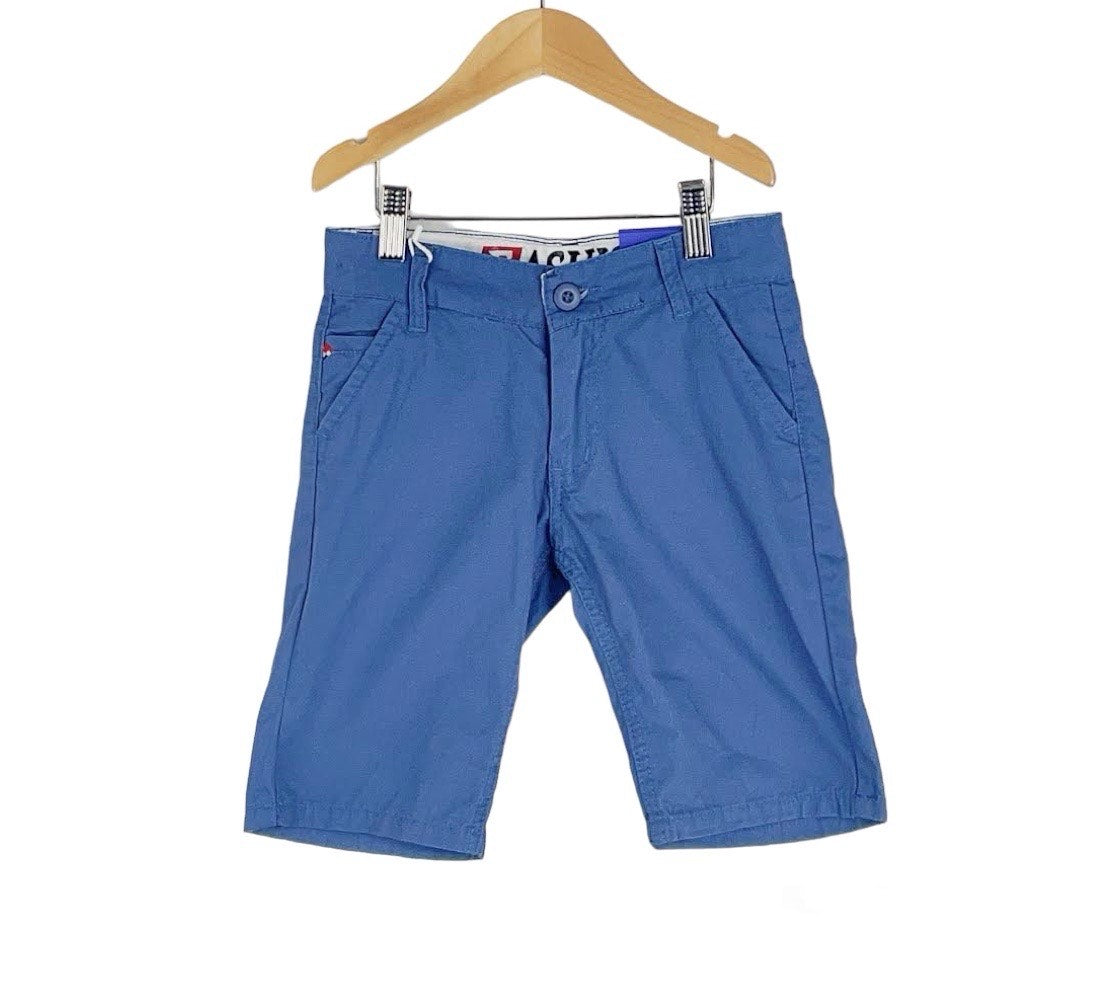 Boys Steel Blue Zip Fly Chino Shorts With pockets and Belt Loops- 4 to 14 Years
