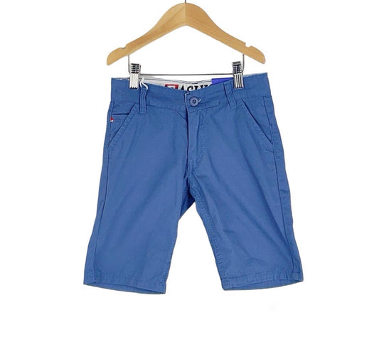 Boys Steel Blue Zip Fly Chino Shorts With pockets and Belt Loops- 4 to 14 Years