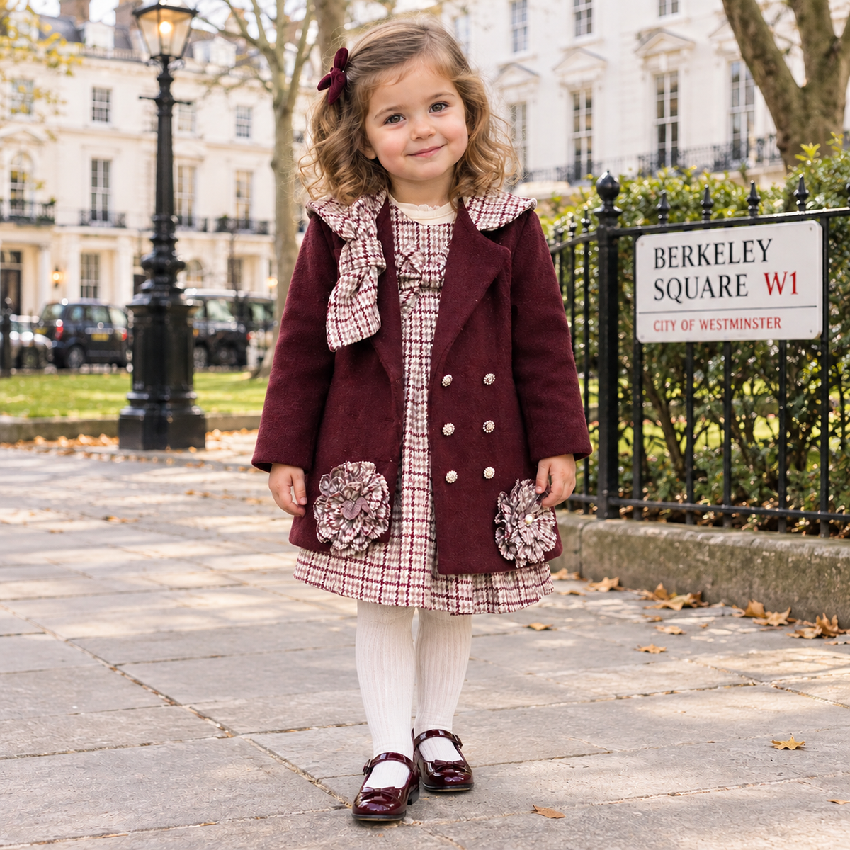 Girls Fully Lined Coat, Sleeveless Dress & Long Sleeve Top Set- Ages 1 to 4 Years