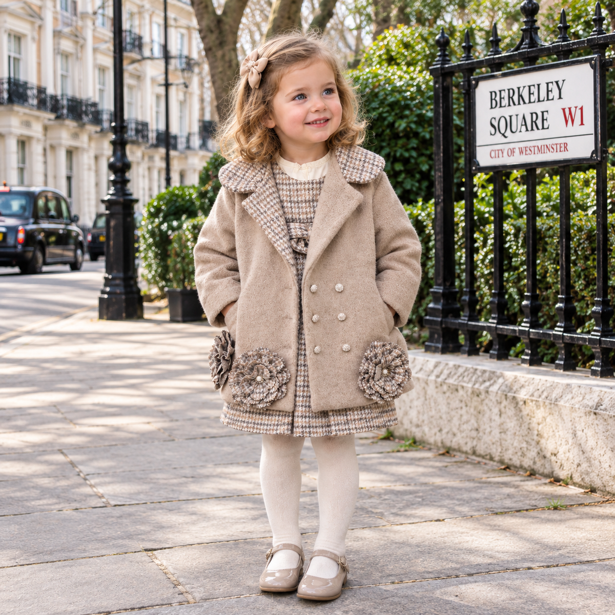 Girls Fully Lined Coat, Sleeveless Dress & Long Sleeve Top Set- Ages 1 to 4 Years