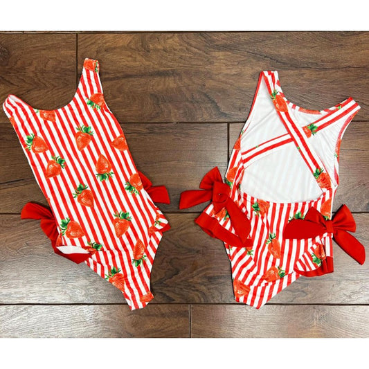 Girls Swimming Costume- Strawberry Print