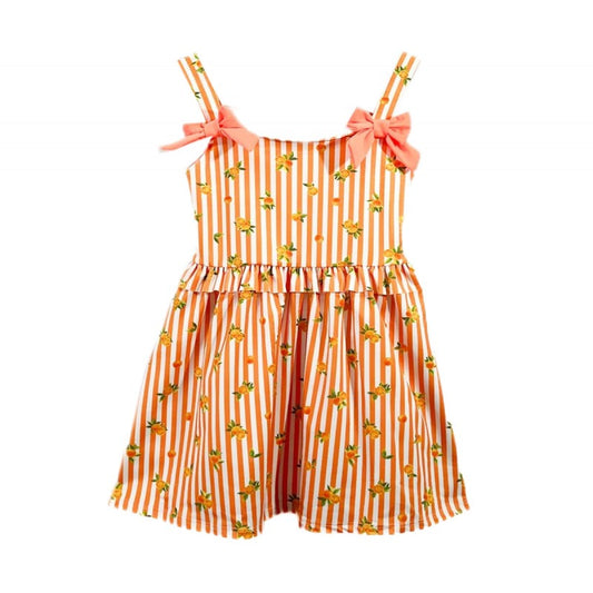 Girls summer dress with orange print