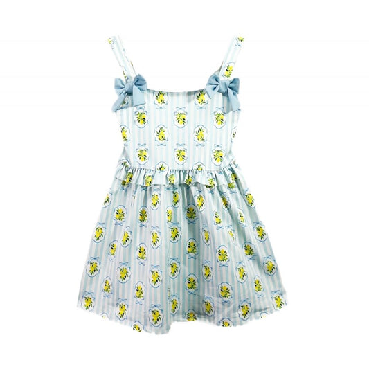Girls summer dress with lemon print