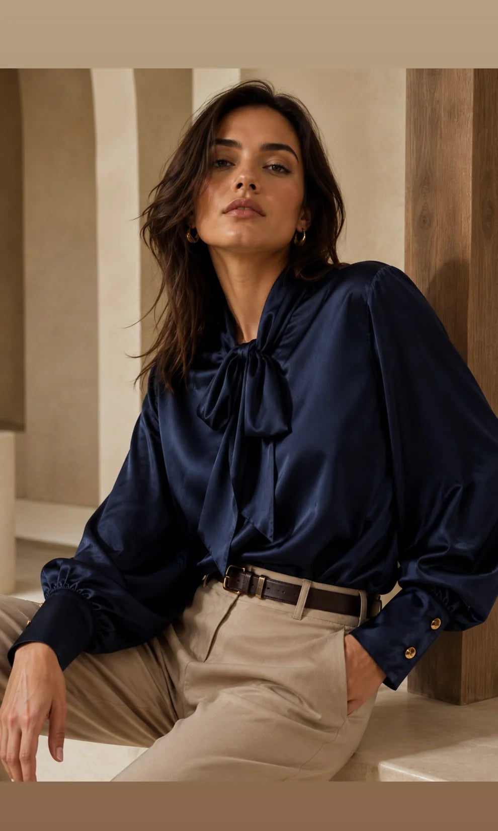 Women's Zara Satin Bow Blouse