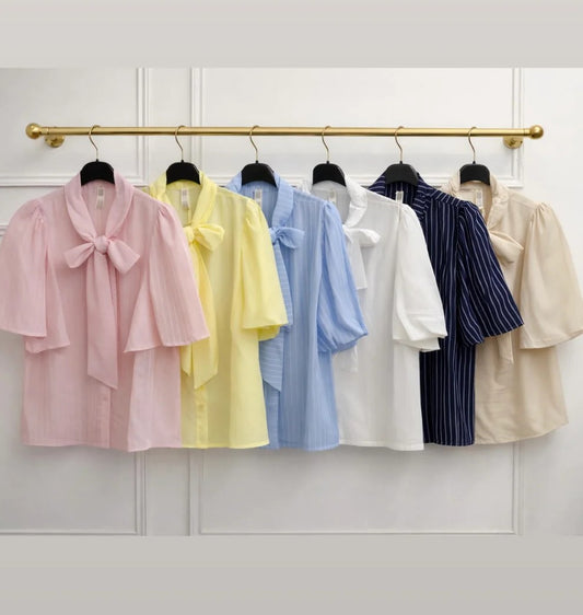 Women's Emily Pinstripe Bow Blouse