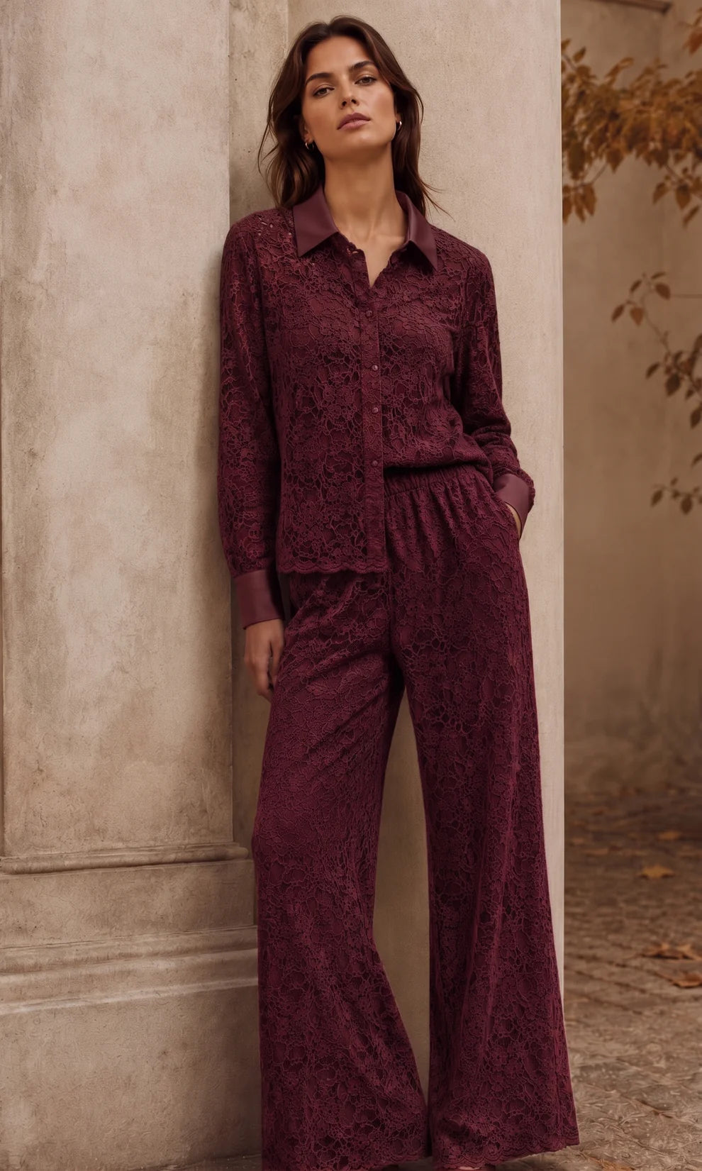 Women's Sasha Lace Shirt And Trouser