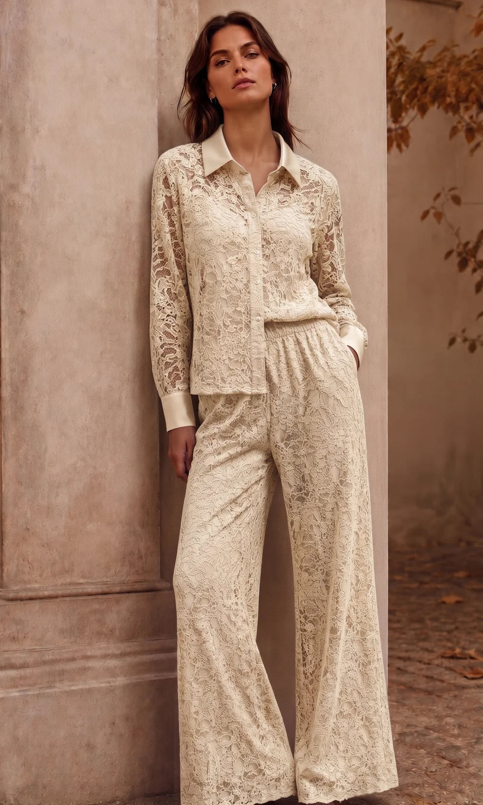 Women's Sasha Lace Shirt And Trouser