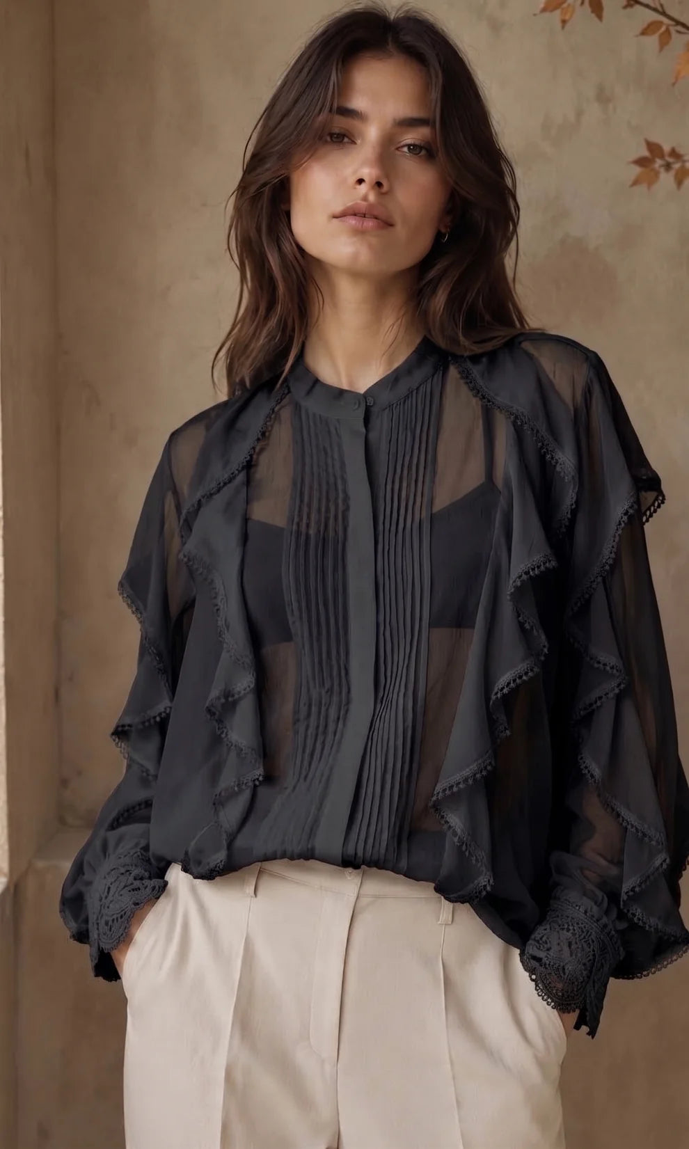 Women's Avery Chiffon Frill Blouse
