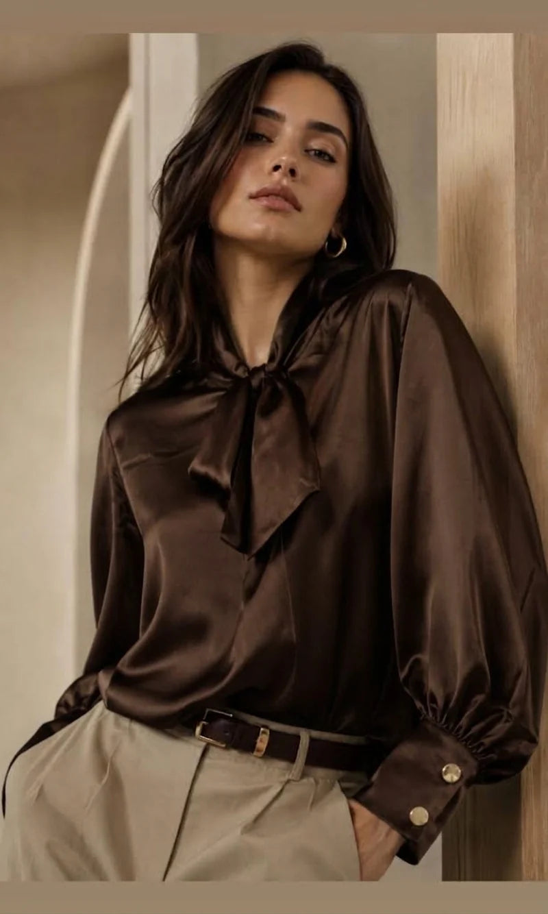 Women's Zara Satin Bow Blouse