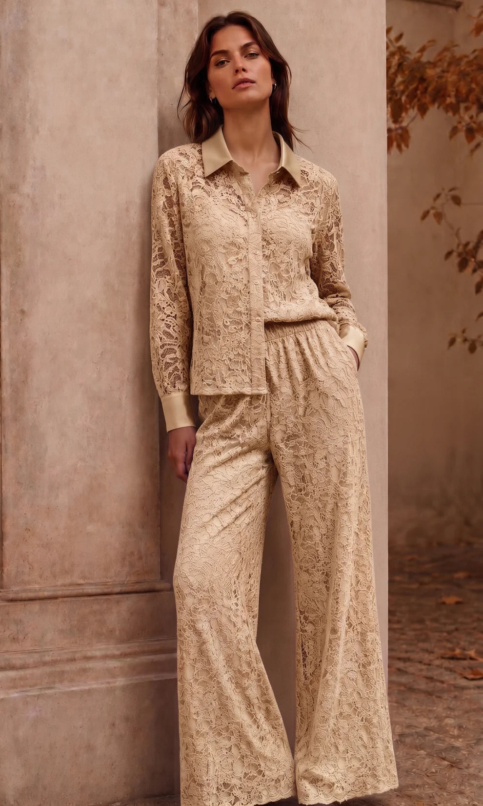 Women's Sasha Lace Shirt And Trouser