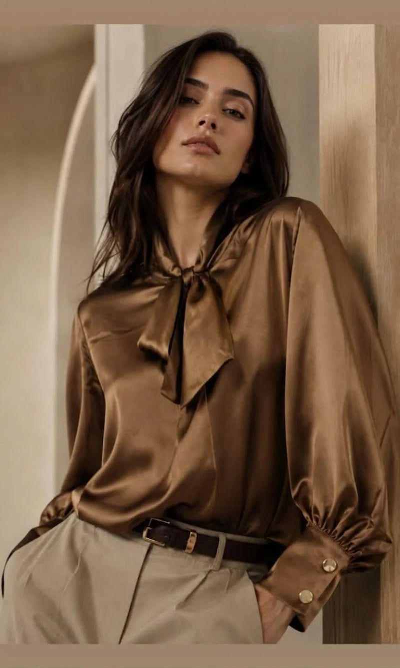 Women's Zara Satin Bow Blouse