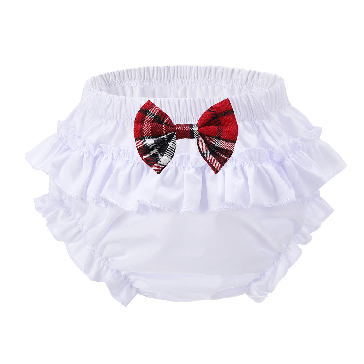 Girls Wine Tartan Laced Spanish Dress & Knicker Set- Ages 0-24 Months