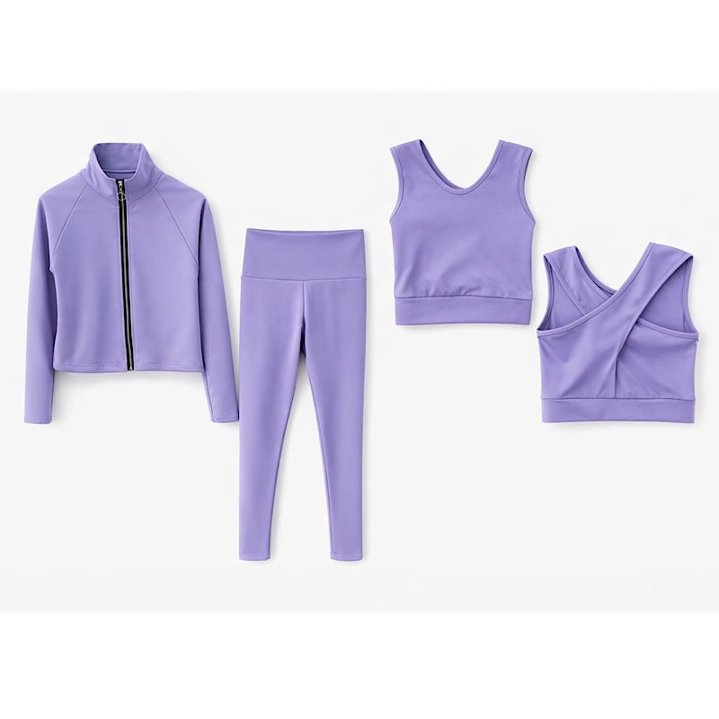 Girls 3pc Gym Set- Includes Vest, Jacket & Trousers purple