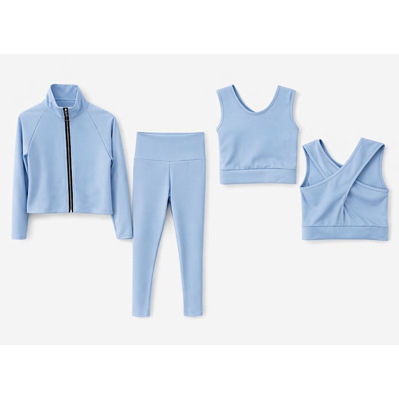 Girls 3pc Gym Set- Includes Vest, Jacket & Trousers sky blue