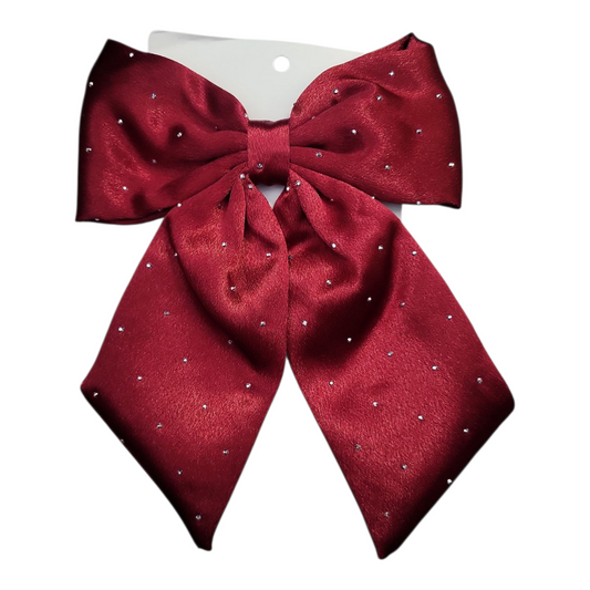 Girls Burgundy Glittered Bow Hairclip