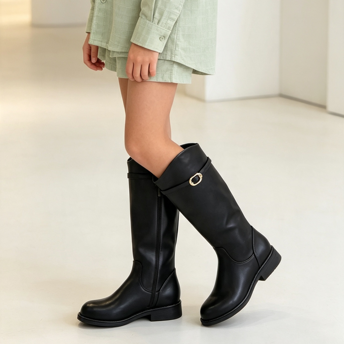 Girls Classic Knee-High Riding Boots black
