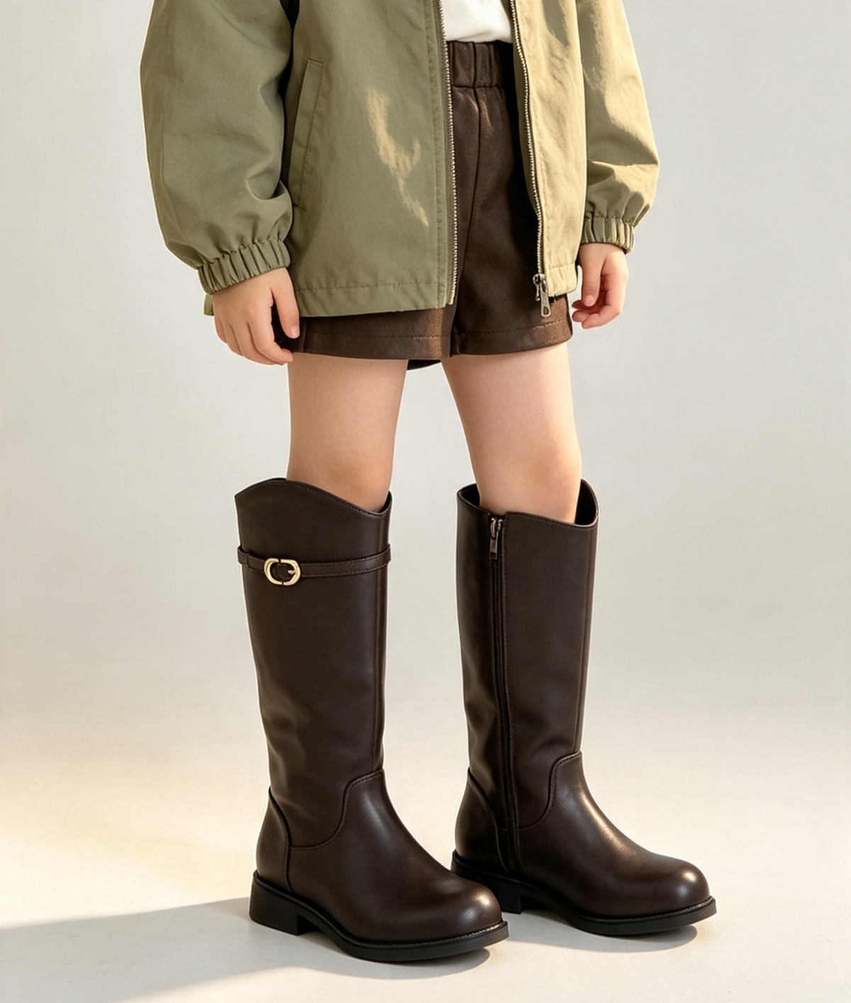 Girls Classic Knee-High Riding Boots brown