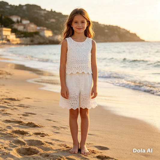 Girls Lace Shorts And Vest Top Set