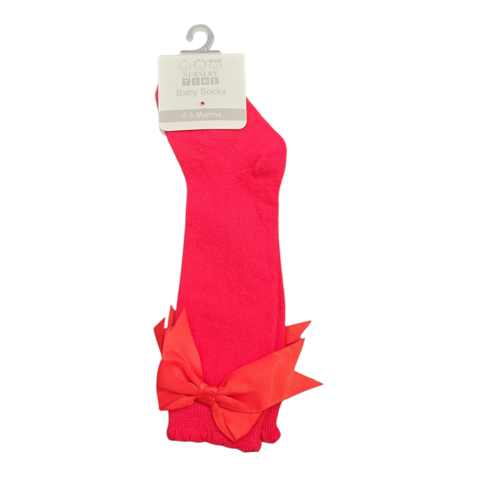 Girls Red Knee High Bow Socks