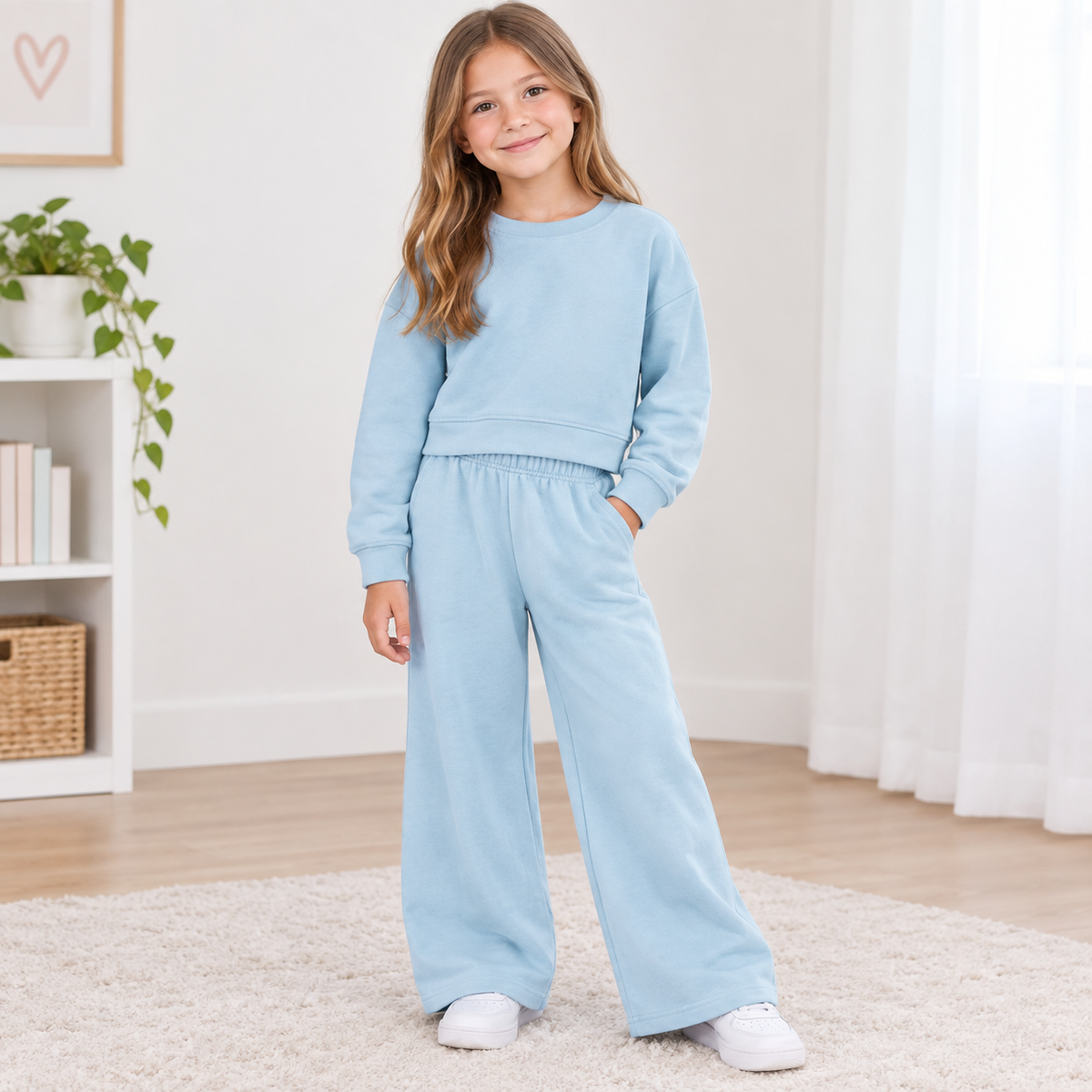 Girls Wide Bottom Trouser Suit blue