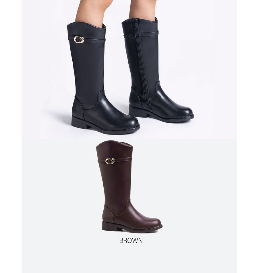 Girls knee high smart riding boots in black or brown