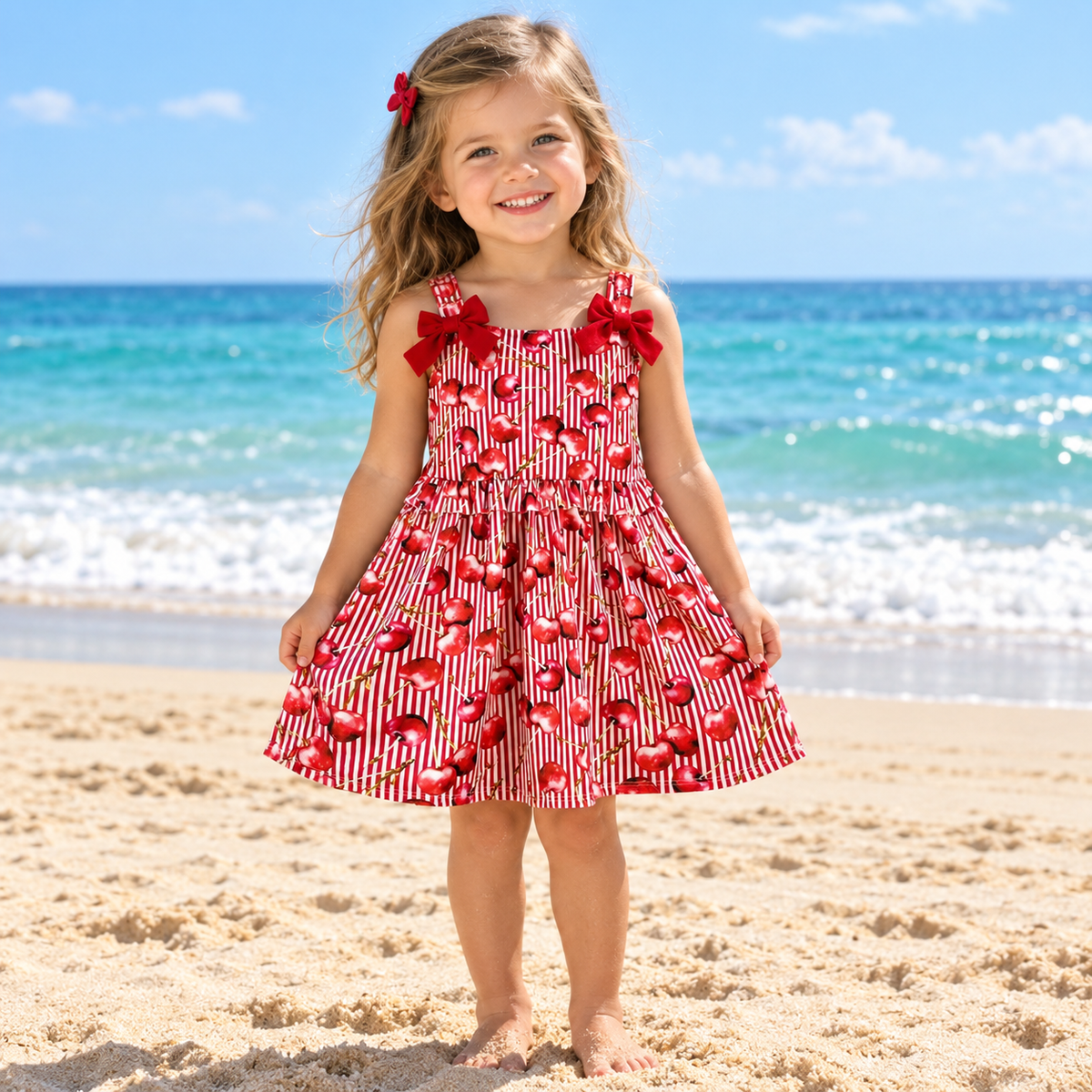 Girls summer Dress with Cherry Print