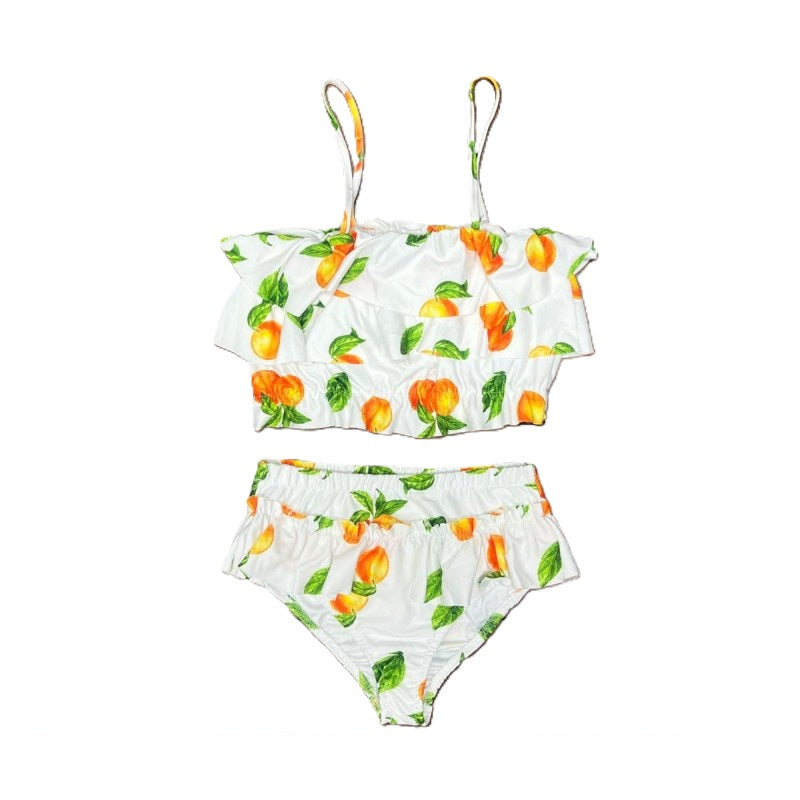 Girl's Bikini With Orange Fruit Print- Ages 2 to 12 Years