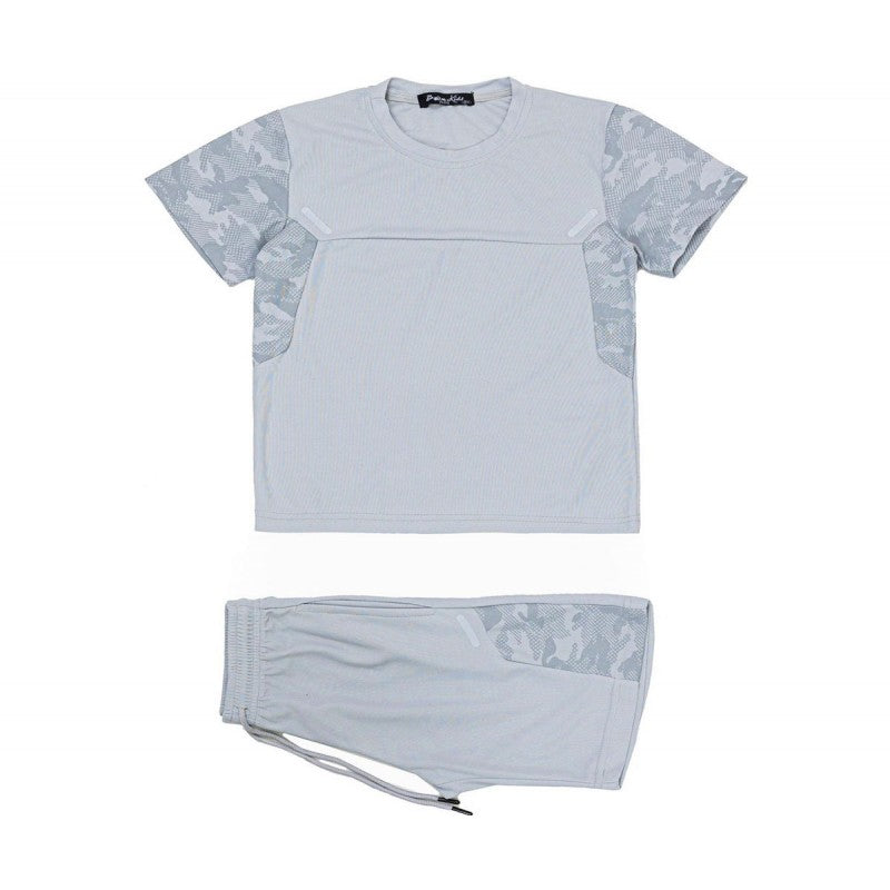 Boys T-Shirt And Shorts Set- Grey