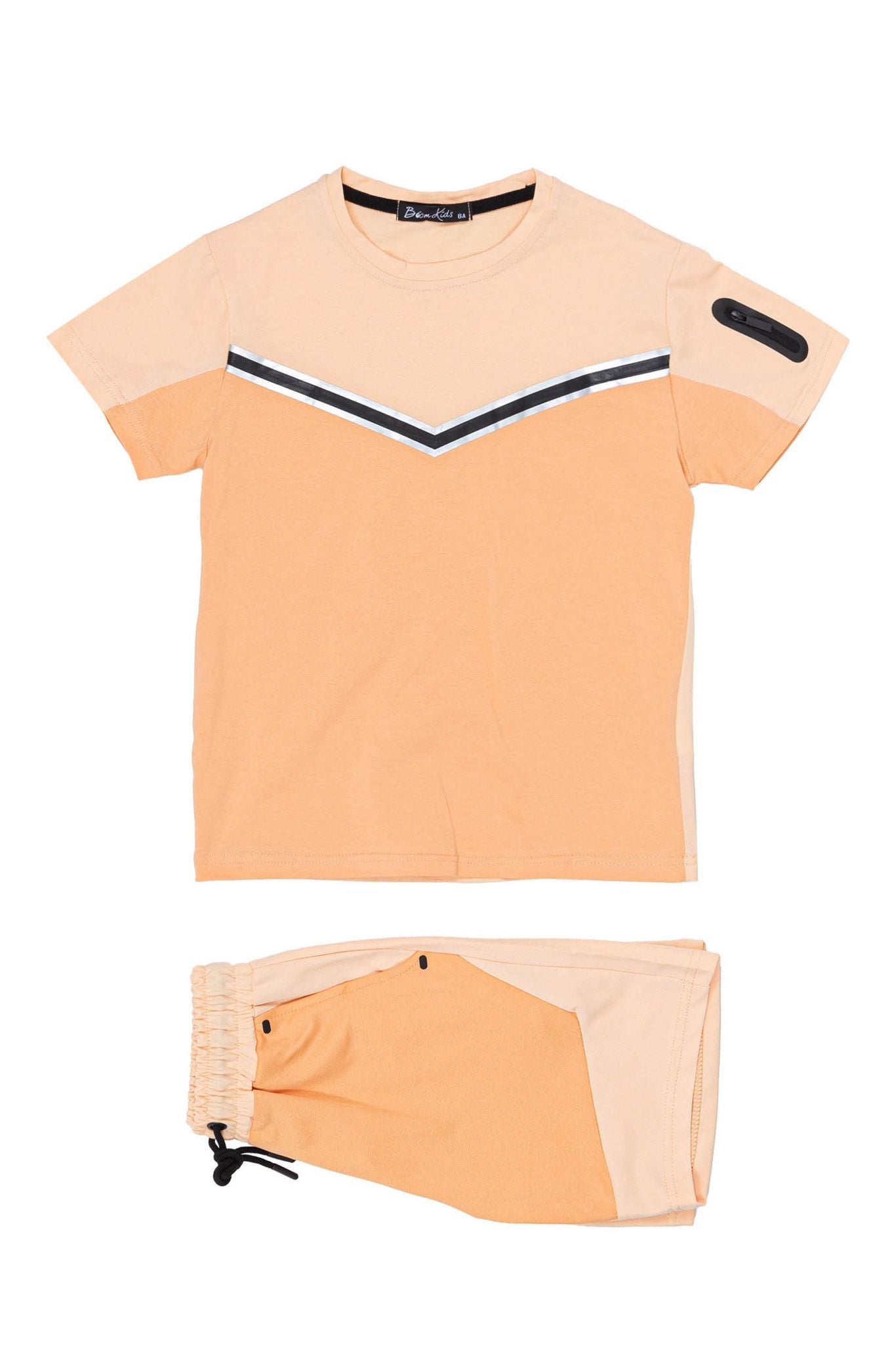 Boys T-Shirt And Shorts Set- Peach