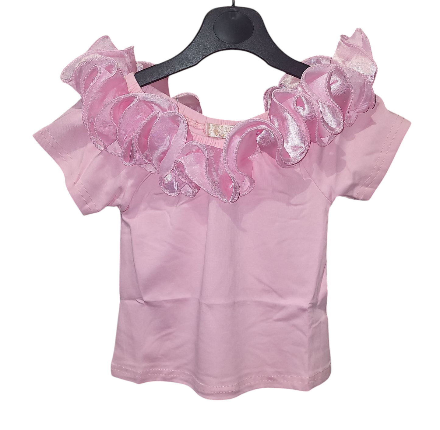 Girls Ruffle Neck Top- Pink or White