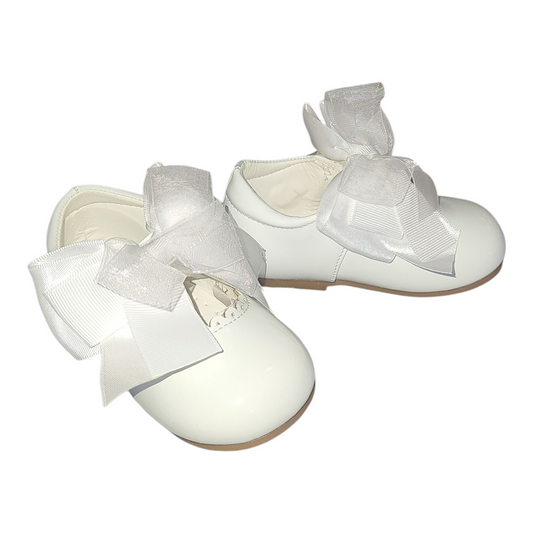 Girls White Patent Bow Buckle Shoes 3-10 (Infant Sizes)