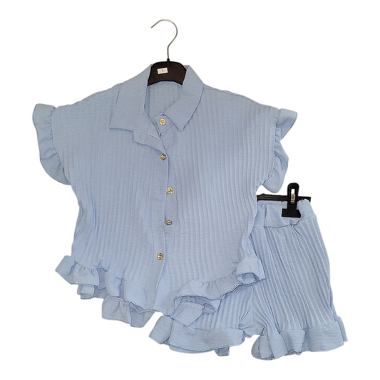 Girls Pleated Shorts Set- 5 Viral Colours- Ages 4 to 14