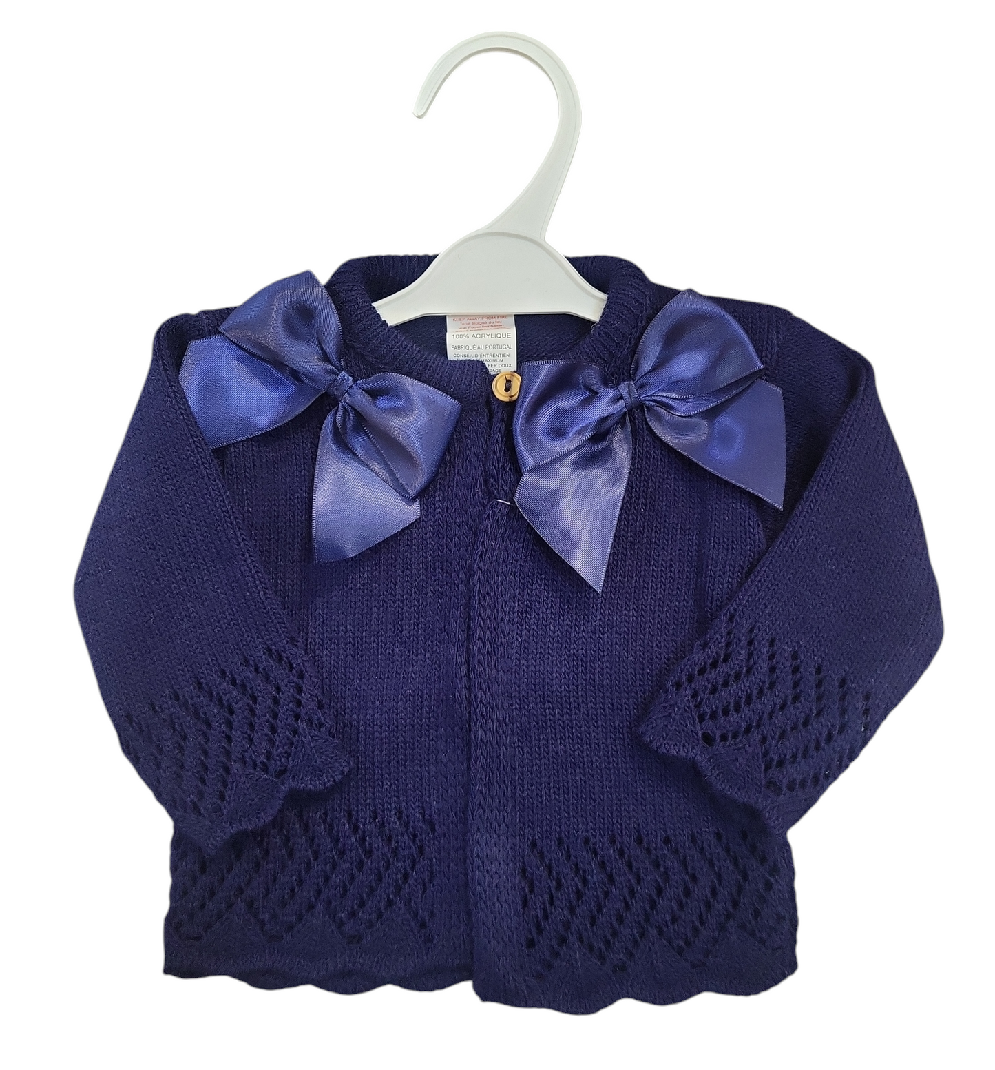 Girls Bow Cardigan- Navy